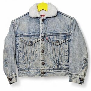 Levi’s 80s Kids Sherpa Denim Trucker Jacket Size Small USA Made